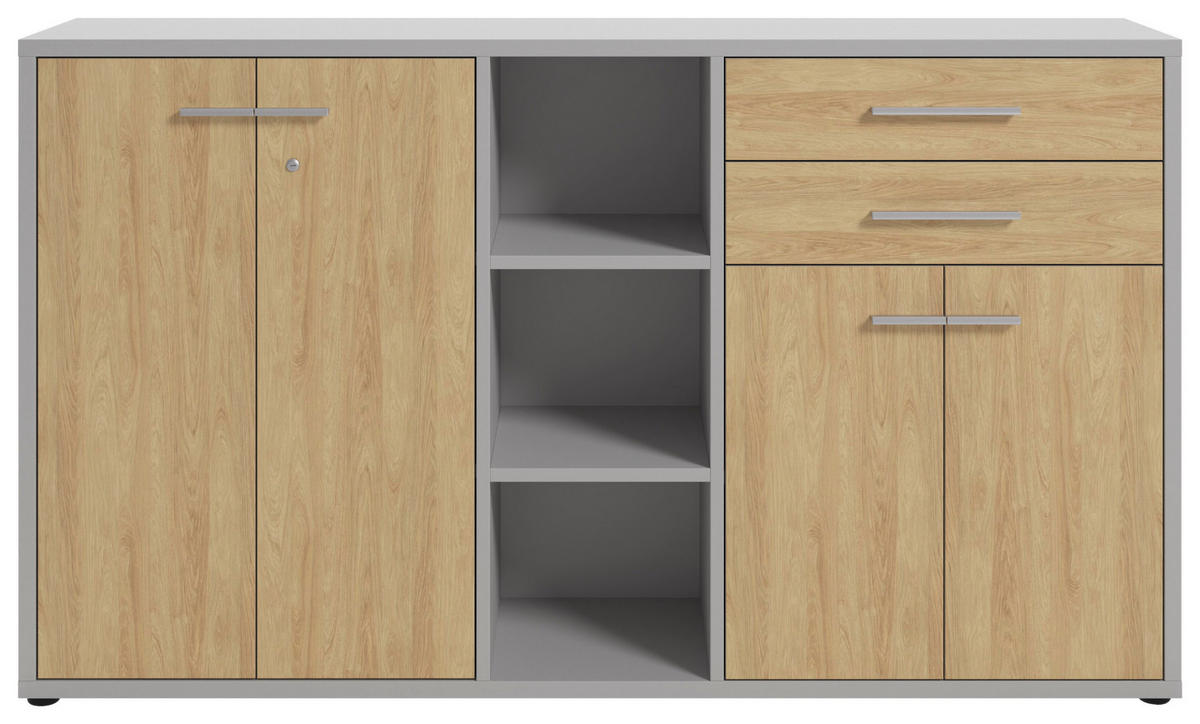 SIDEBOARD Texas  in 191,1/110/40 cm  - Hellgrau/Alufarben, MODERN, Holzwerkstoff/Kunststoff (191,1/110/40cm)