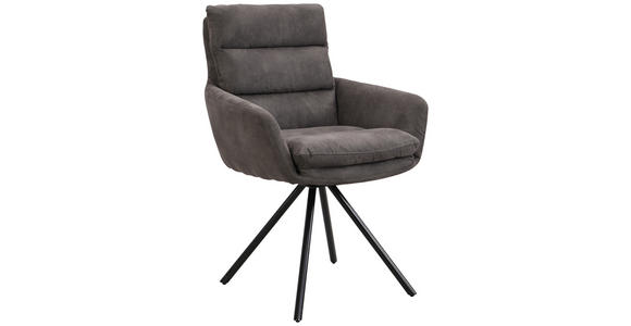 ARMLEHNSTUHL in Eisen Webstoff - Schwarz/Grau, Design, Textil/Metall (62/89/65cm) - Cantus