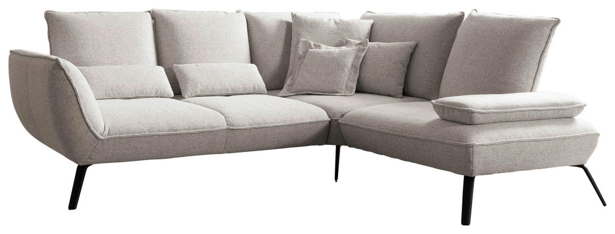 ECKSOFA Beige Flachgewebe, Struktur  - Beige/Schwarz, Design, Textil/Metall (259/233cm) - Moderano