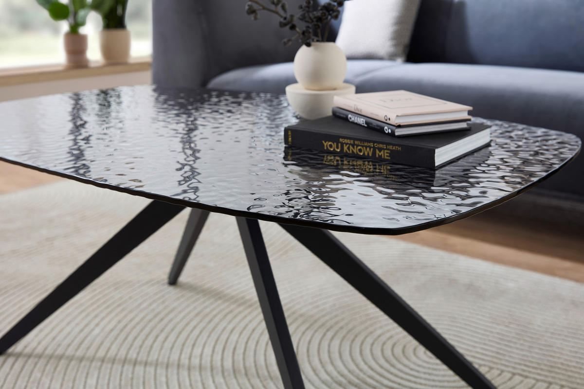 MĂSUȚĂ DE CAFEA metal, sticlă 110/70/44 cm   - negru, Design, sticlă/metal (110/70/44cm) - Boxxx