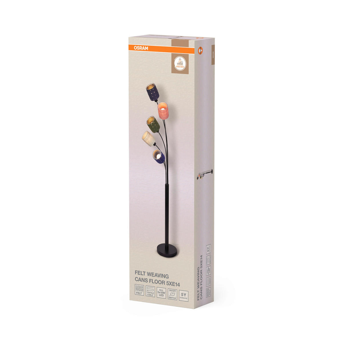 STEHLEUCHTE 50.5/173 cm    - Multicolor, Basics, Naturmaterialien/Metall (50.5/173cm) - Osram