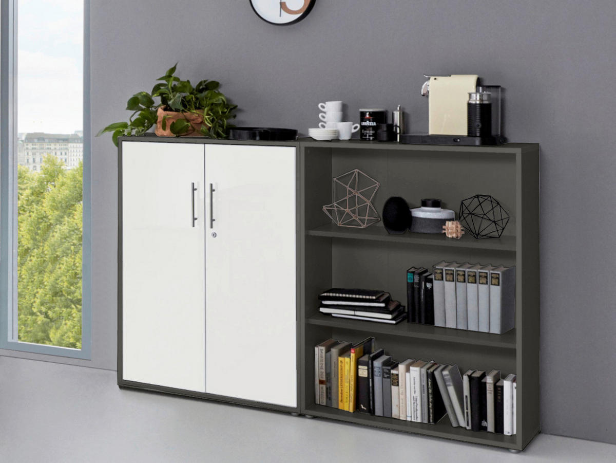 AKTENSCHRANK 168,8/113,6/33 cm  - Anthrazit/Weiß, MODERN, Holzwerkstoff (168,8/113,6/33cm) - MID.YOU