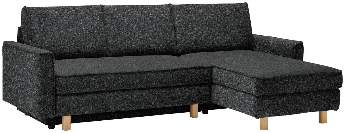 ECKSOFA  in Mikrovelours Anthrazit  237/170 cm  - Eichefarben/Anthrazit, KONVENTIONELL, Holz/Textil (237/170cm) - Sedda
