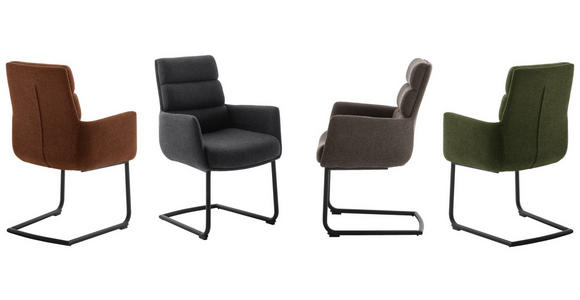 ARMLEHNSTUHL in Stahl Webstoff - Schwarz/Cappuccino, Design, Textil/Metall (61/90/64cm) - Dieter Knoll