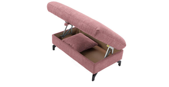 ECKSOFA in Flachgewebe, Leinenoptik Rosa  - Schwarz/Rosa, Design, Textil/Metall (208/247cm) - Xora