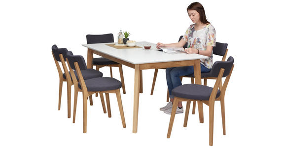 ESSTISCH in Holz, Holzwerkstoff 160/90/75 cm - Eichefarben/Weiß, Design, Holz/Holzwerkstoff (160/90/75cm) - Hom`in