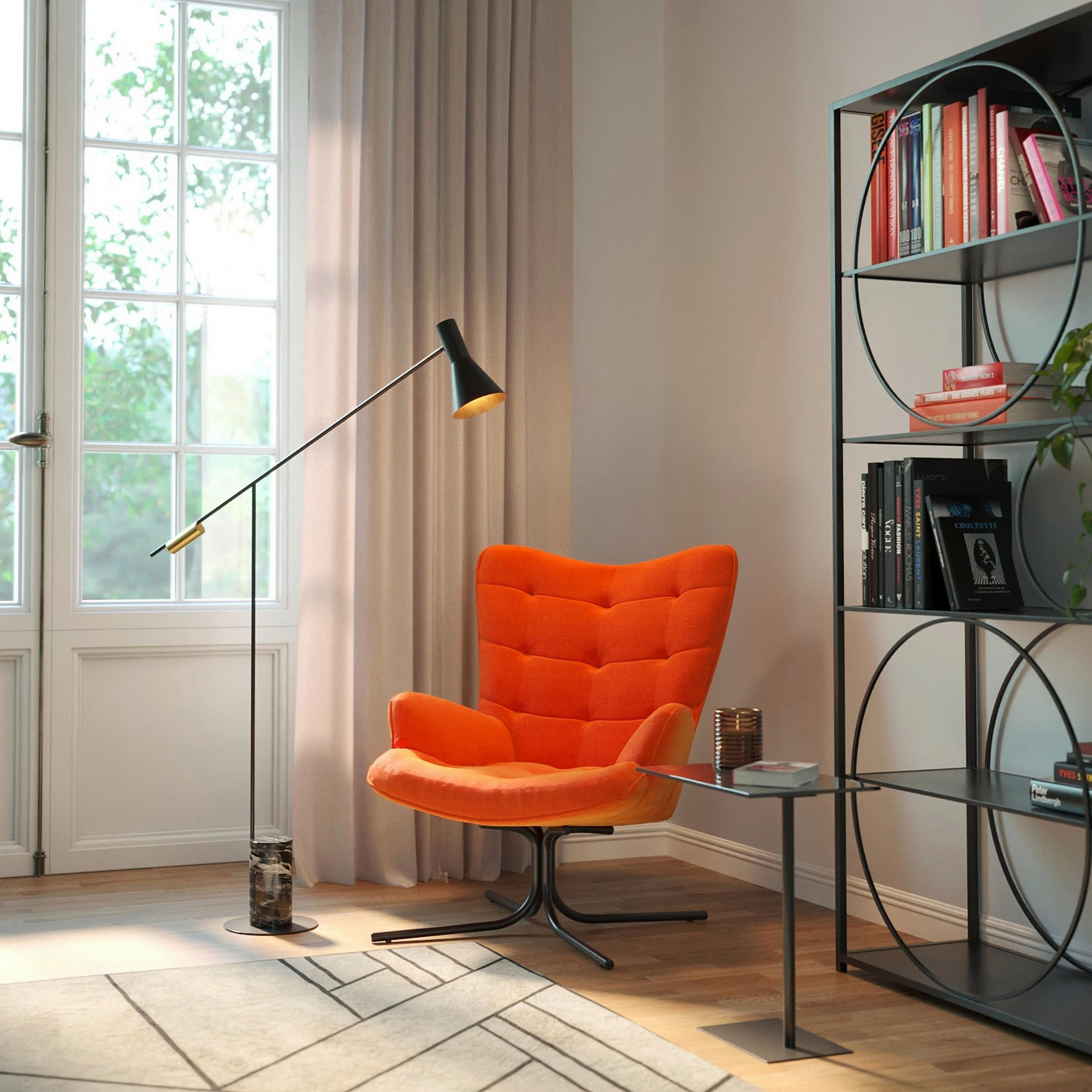 DESIGNSESSEL in Samt Orange, Schwarz  - Schwarz/Orange, Design, Textil/Metall (82/95/73cm) - Kare-Design