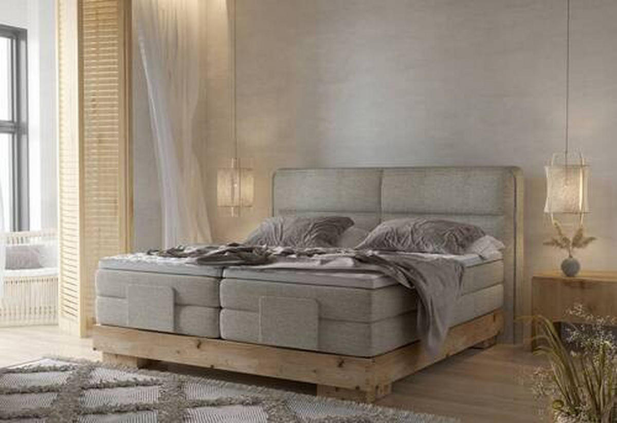 BOXSPRINGBETT 160/200 cm  in Eichefarben, Olivgrün  - Eichefarben/Olivgrün, Natur, Holz/Holzwerkstoff (160/200cm) - Valnatura