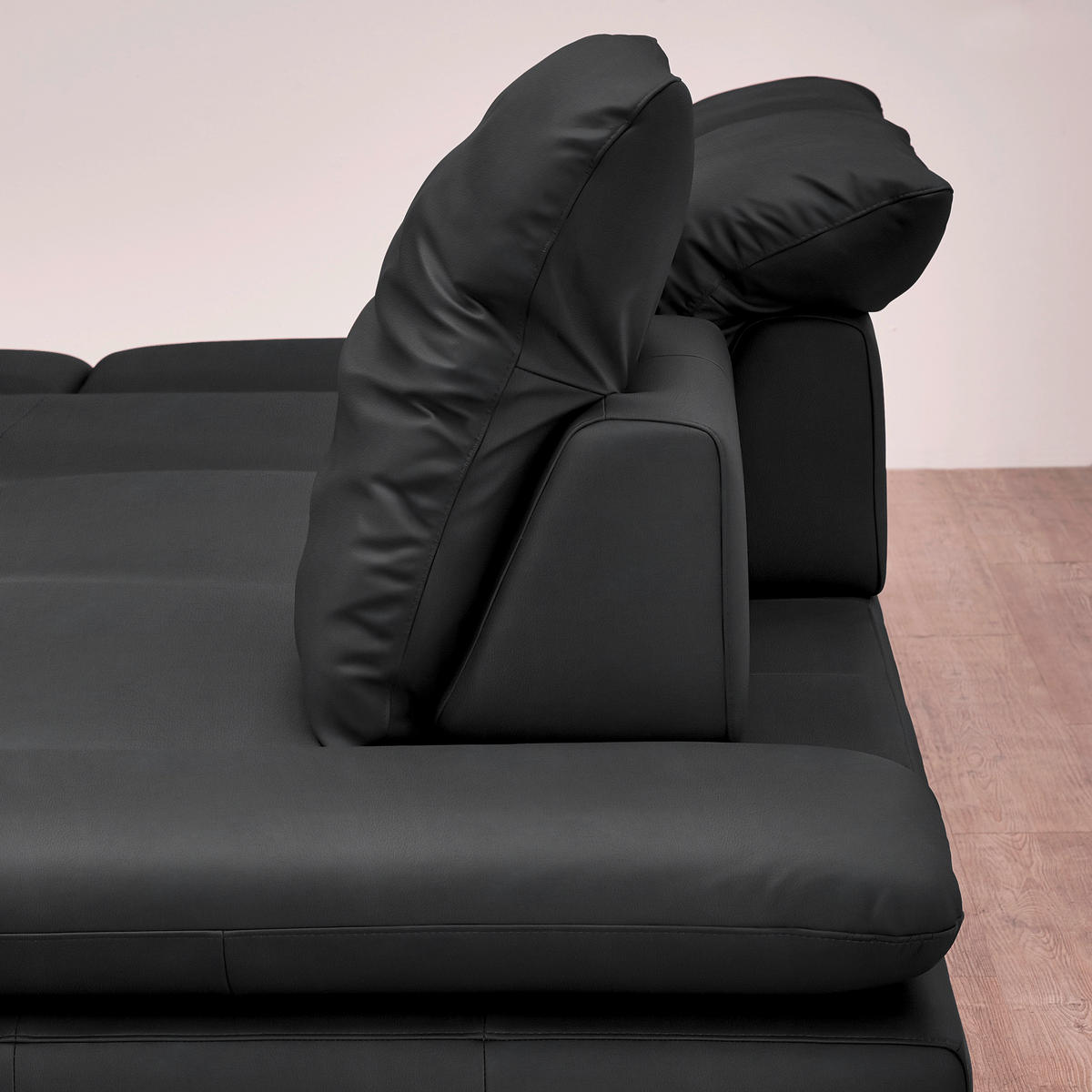 ECKSOFA in Echtleder Anthrazit  - Anthrazit/Silberfarben, Design, Leder/Metall (315/200cm) - Chilliano