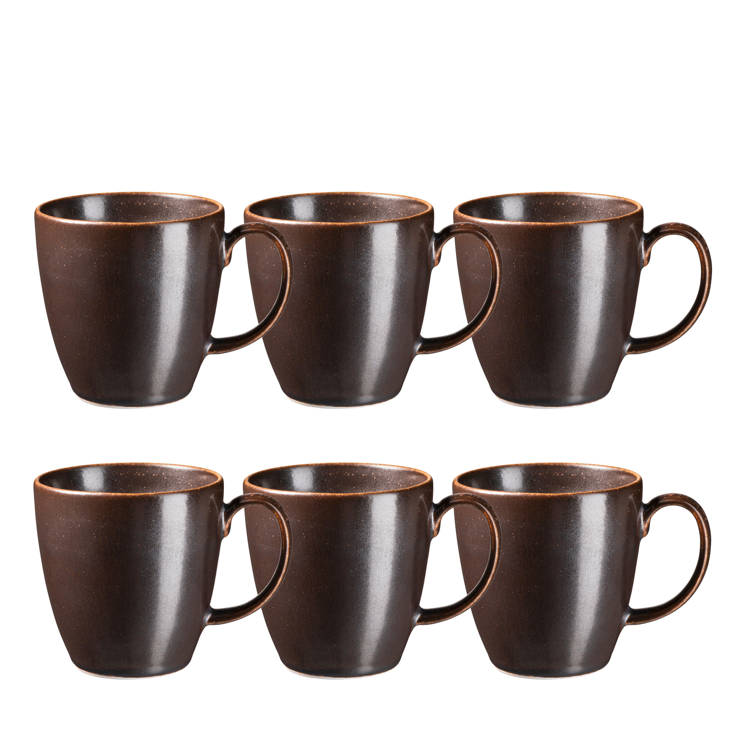 KAFFEEBECHERSET Powerful   6-teilig  - Schwarz/Braun, Basics, Keramik - Mäser