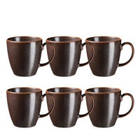 KAFFEEBECHERSET Powerful   6-teilig  - Schwarz/Braun, Basics, Keramik - Mäser