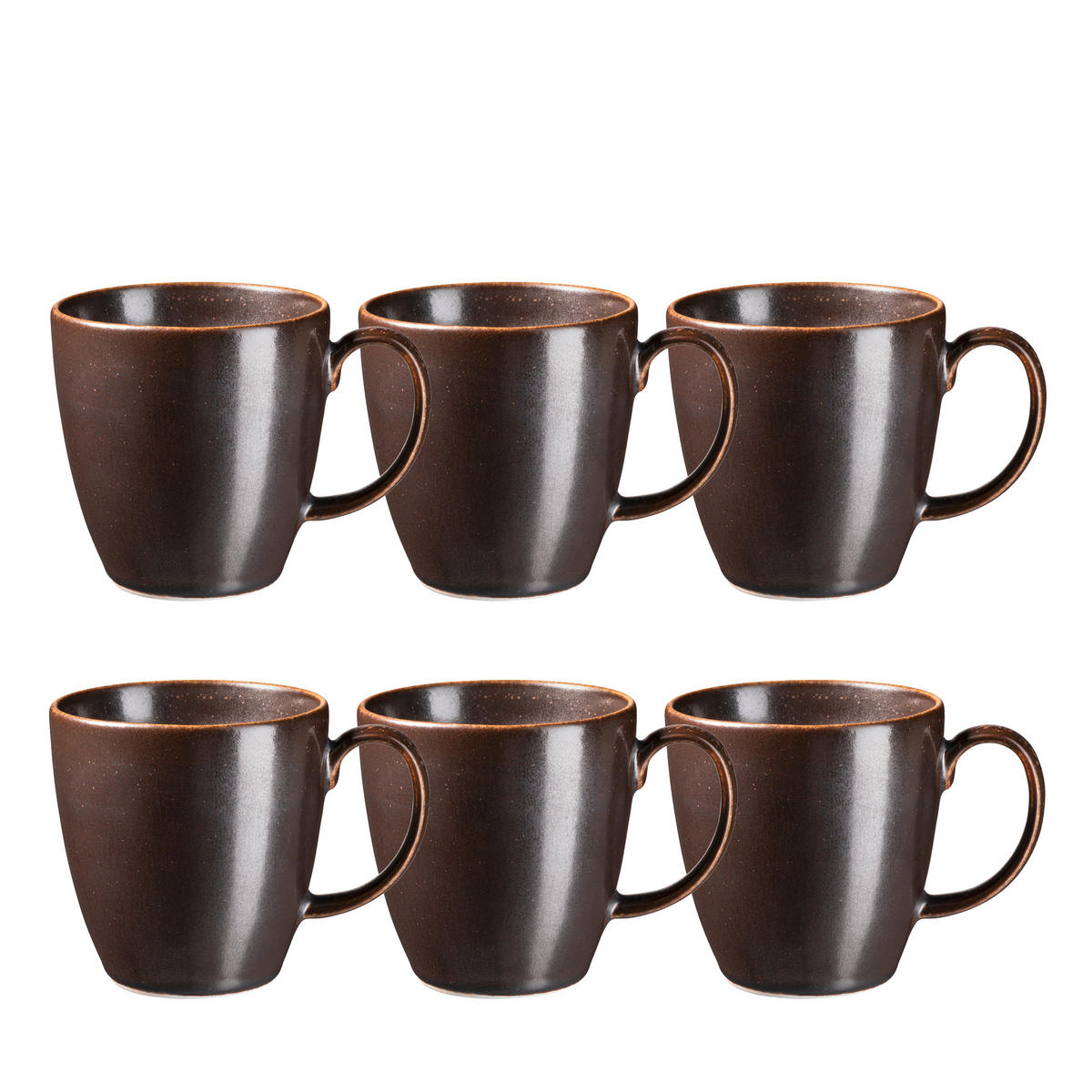 KAFFEEBECHERSET Powerful   6-teilig  - Schwarz/Braun, Basics, Keramik - Mäser