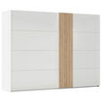 SCHWEBETÜRENSCHRANK  in Weiß, Eichefarben  - Eichefarben/Weiß, Design, Glas/Holzwerkstoff (301/223/68cm) - Novel
