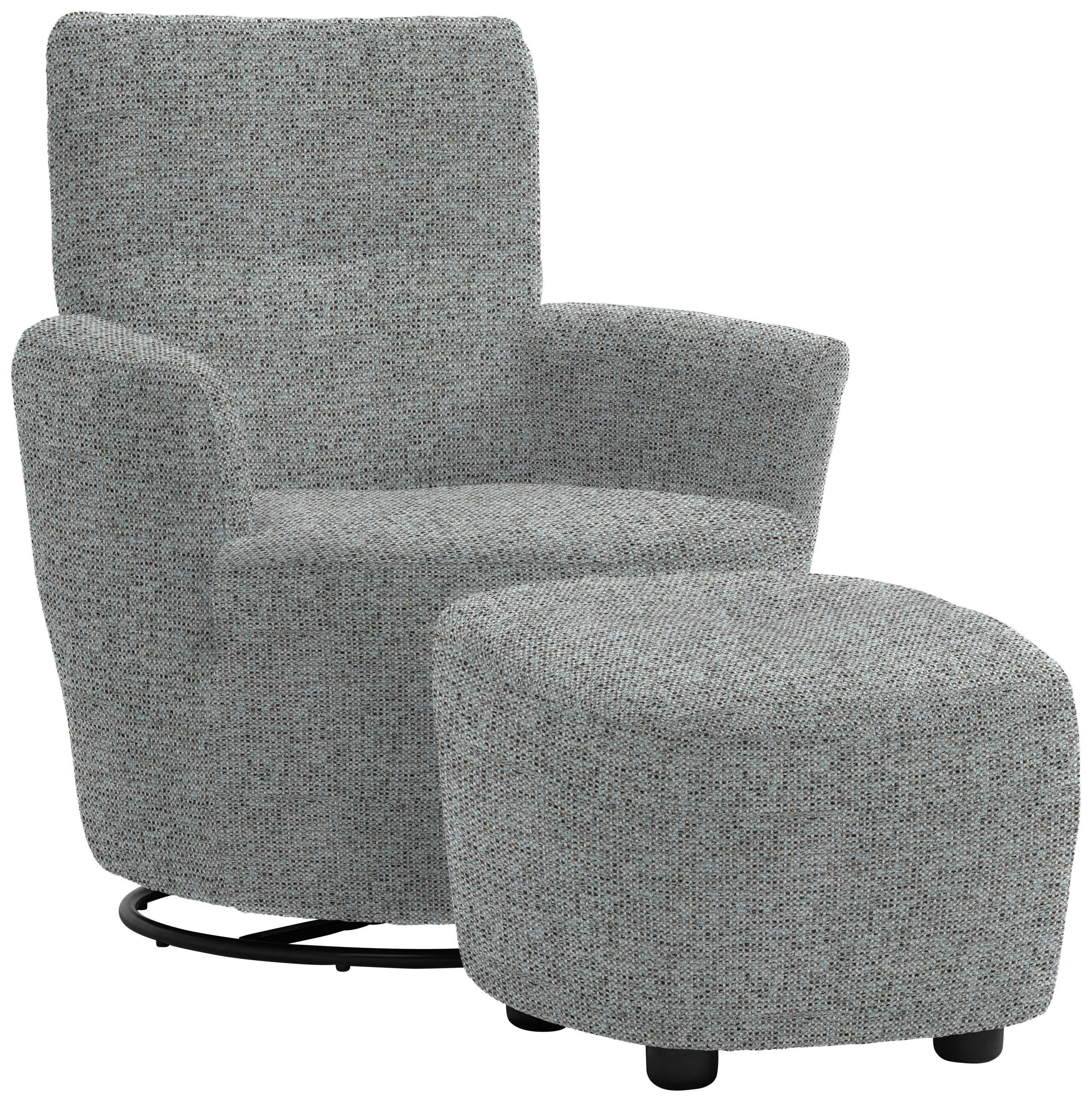 SESSEL in Chenille, Flachgewebe Grau, Pastellblau  - Pastellblau/Schwarz, Design, Textil/Metall (81/92/84cm) - Xora
