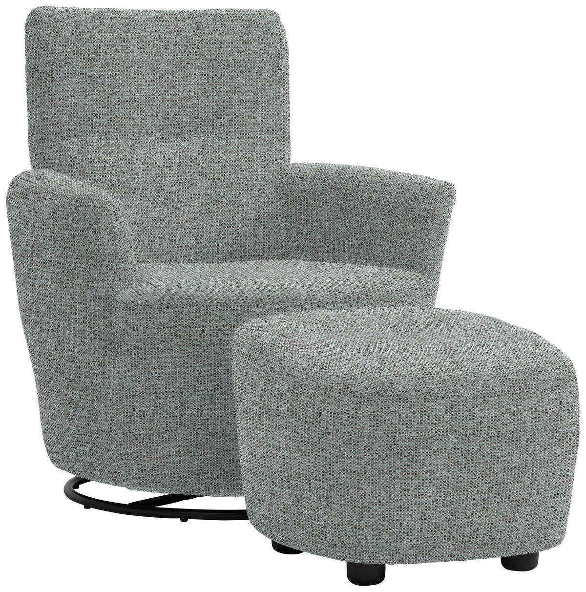 SESSEL in Chenille, Flachgewebe Pastellblau, Grau  - Pastellblau/Schwarz, Design, Textil/Metall (81/92/84cm) - Xora
