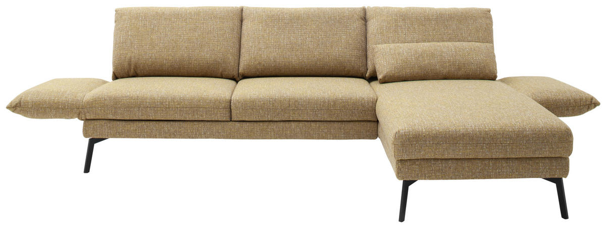 ECKSOFA Gelb Flachgewebe  - Gelb/Schwarz, Design, Textil/Metall (277/175cm) - Schöner Wohnen