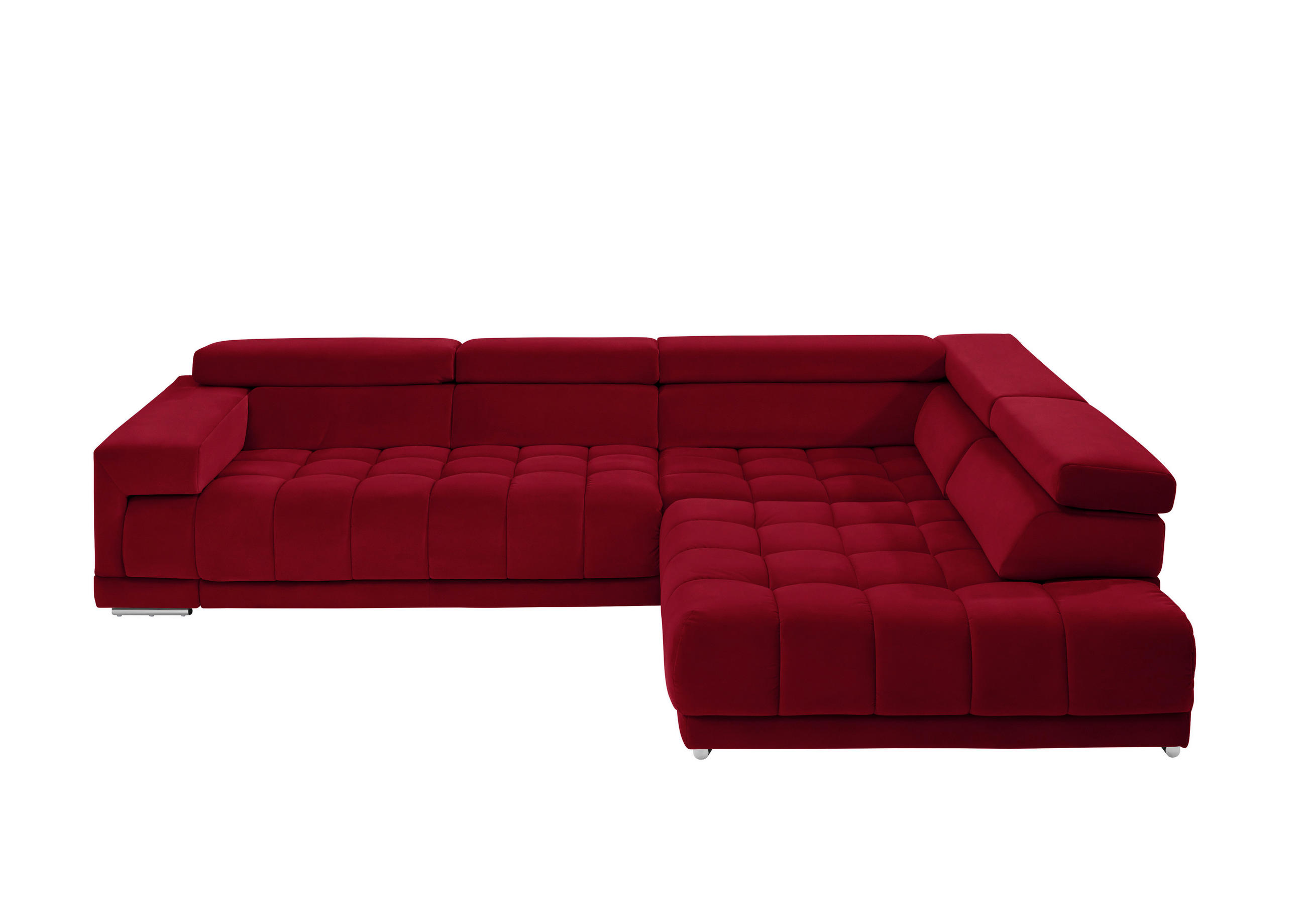 ECKSOFA in Mikrofaser Rot  326/222 cm  - Chromfarben/Rot, Design, Textil/Metall (326/222cm) - Beldomo Speed