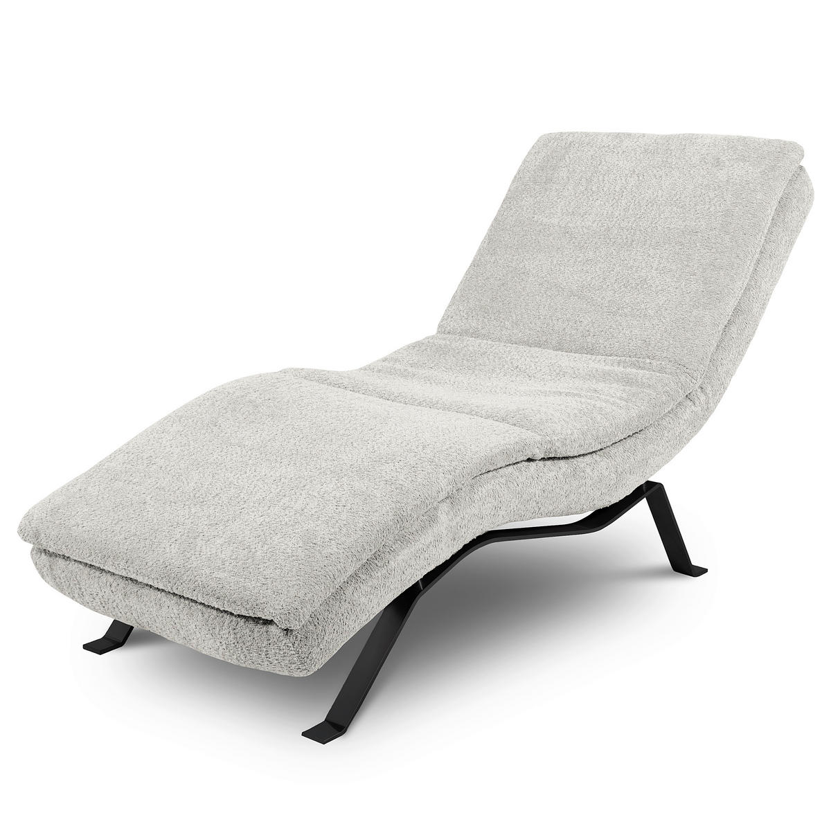 RELAXLIEGE Echtleder Hellgrau  - Hellgrau/Schwarz, Design, Leder/Metall (65/95/171cm) - Celina Home