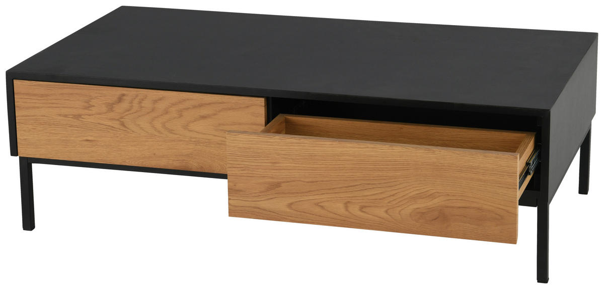 DOHÁNYZÓASZTAL fém, faalapú anyag   - fekete/tölgyfa, Design, faalapú anyag/fém (110/35/60cm) - MID.YOU