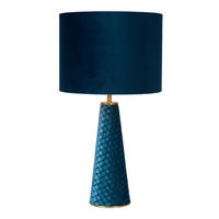 TISCHLEUCHTE - Türkis/Goldfarben, Design, Textil/Metall (25/47cm) - Lucide