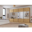 SCHWEBETÜRENSCHRANK  in Eiche Artisan  - Chromfarben/Eiche Artisan, Design, Glas/Holzwerkstoff (361/223/68cm) - Novel