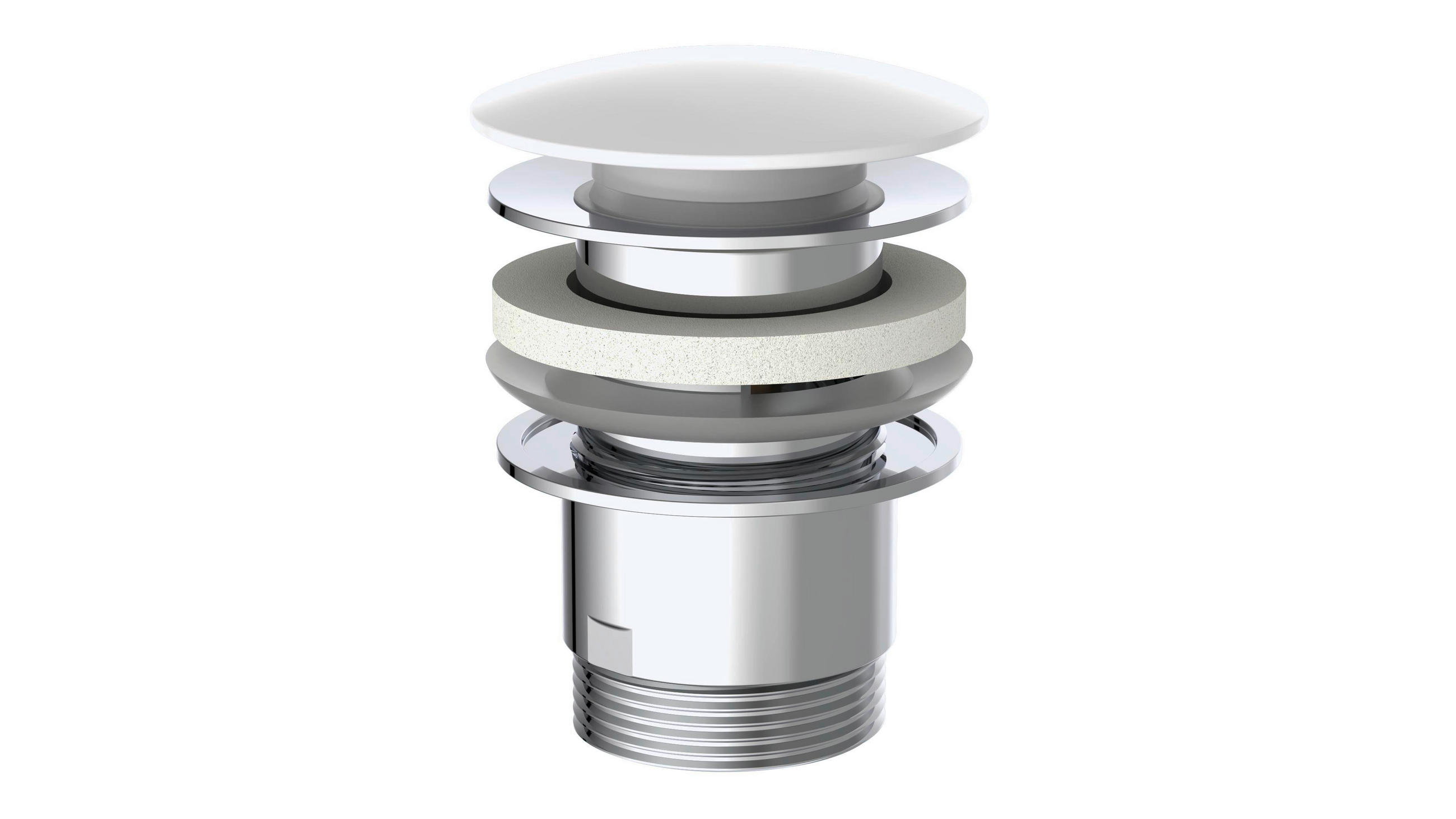 ABLAUFVENTIL  - Chromfarben/Weiß, Basics, Metall (6,5cm) - Xora