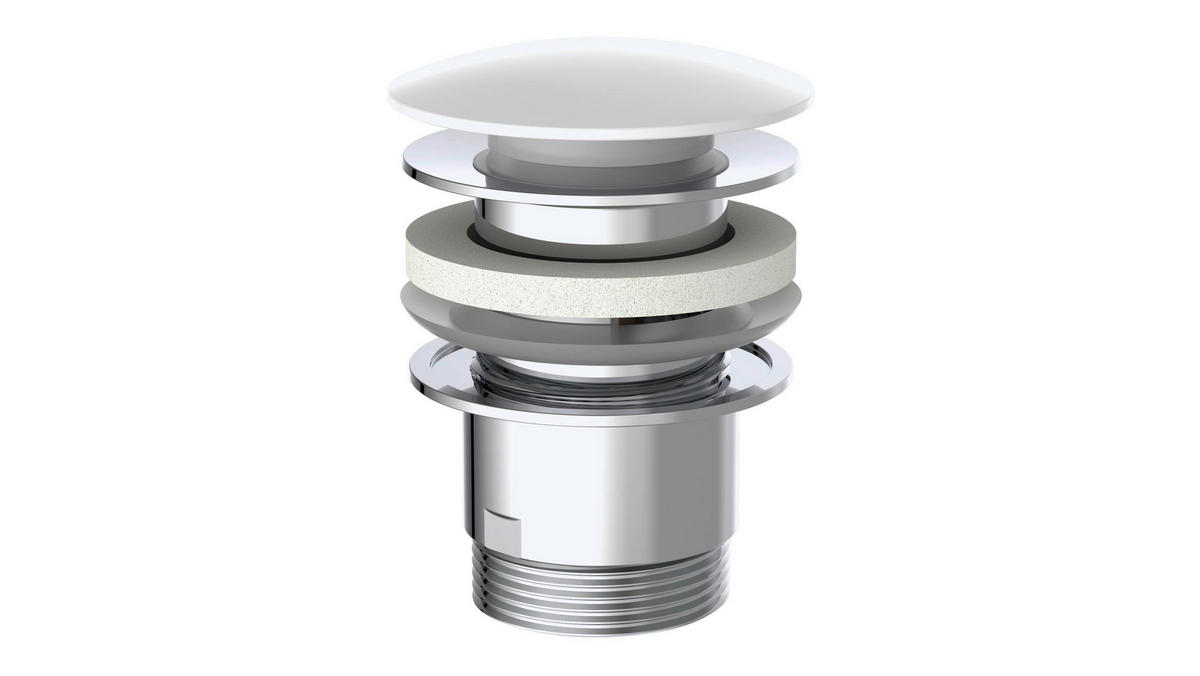 ABLAUFVENTIL  - Chromfarben/Weiss, Basics, Metall (6,5cm) - Xora