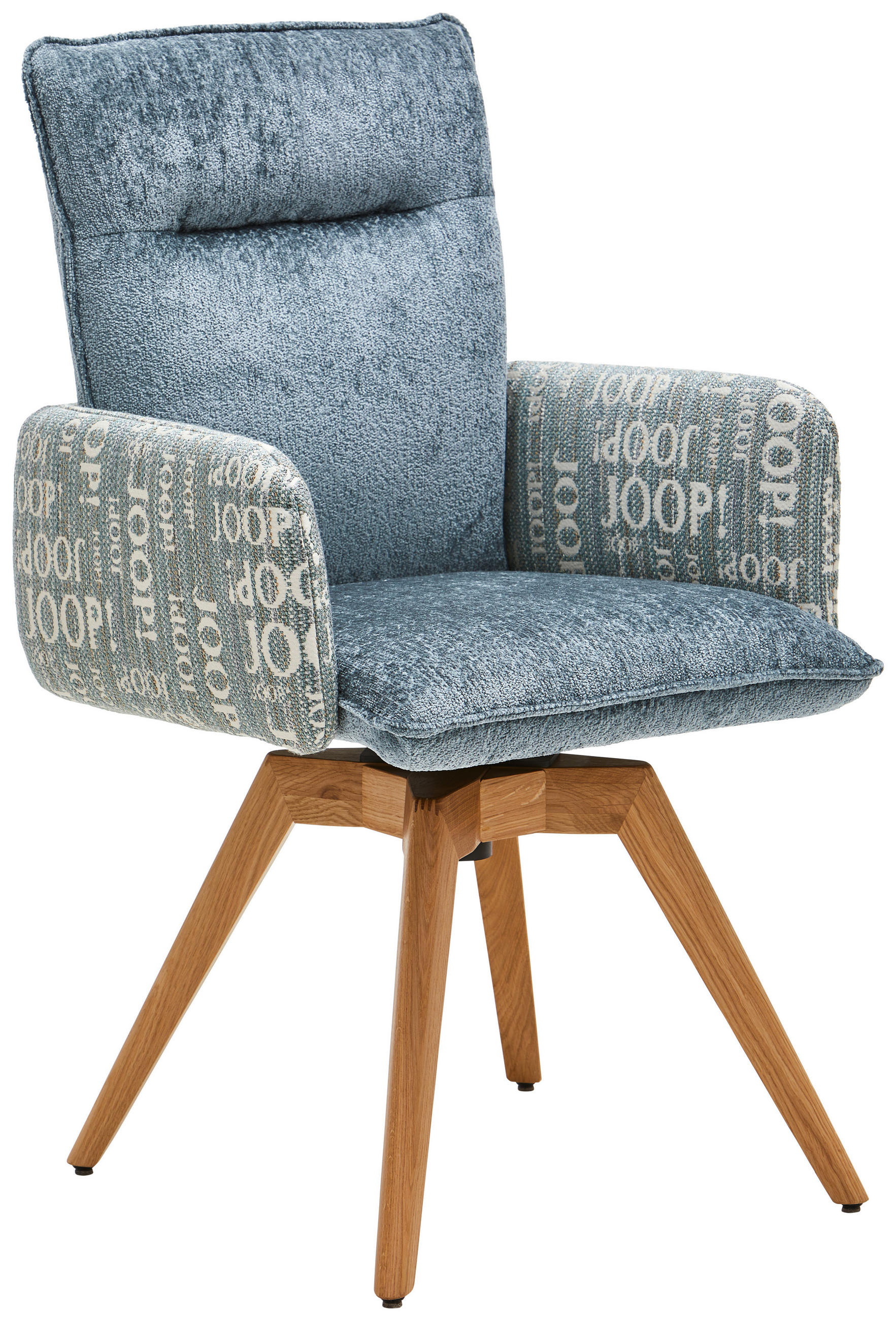 ARMLEHNSTUHL  in Chenille, Flachgewebe  - Graublau/Eichefarben, Design, Holz/Textil (59/91/64cm) - Joop!