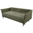 SCHLAFSOFA Cord, Flachgewebe Olivgrün Rückenkissen, Armlehnenkissen, Bettkasten, Schlaffunktion, Rücken echt, Liegefläche im Originalstoff  - Schwarz/Olivgrün, KONVENTIONELL, Textil/Metall (223/72/100cm) - Carryhome