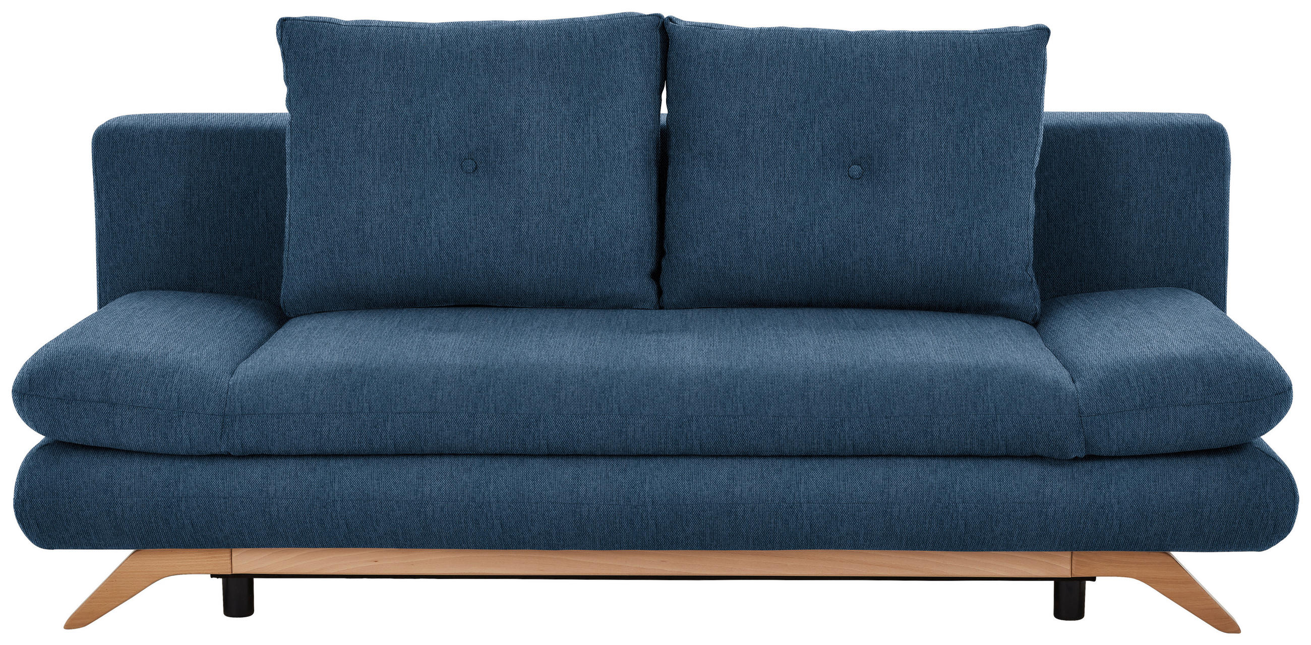 SCHLAFSOFA Webstoff Dunkelblau  - Buchefarben/Dunkelblau, KONVENTIONELL, Holz/Textil (205/86/94cm) - Carryhome