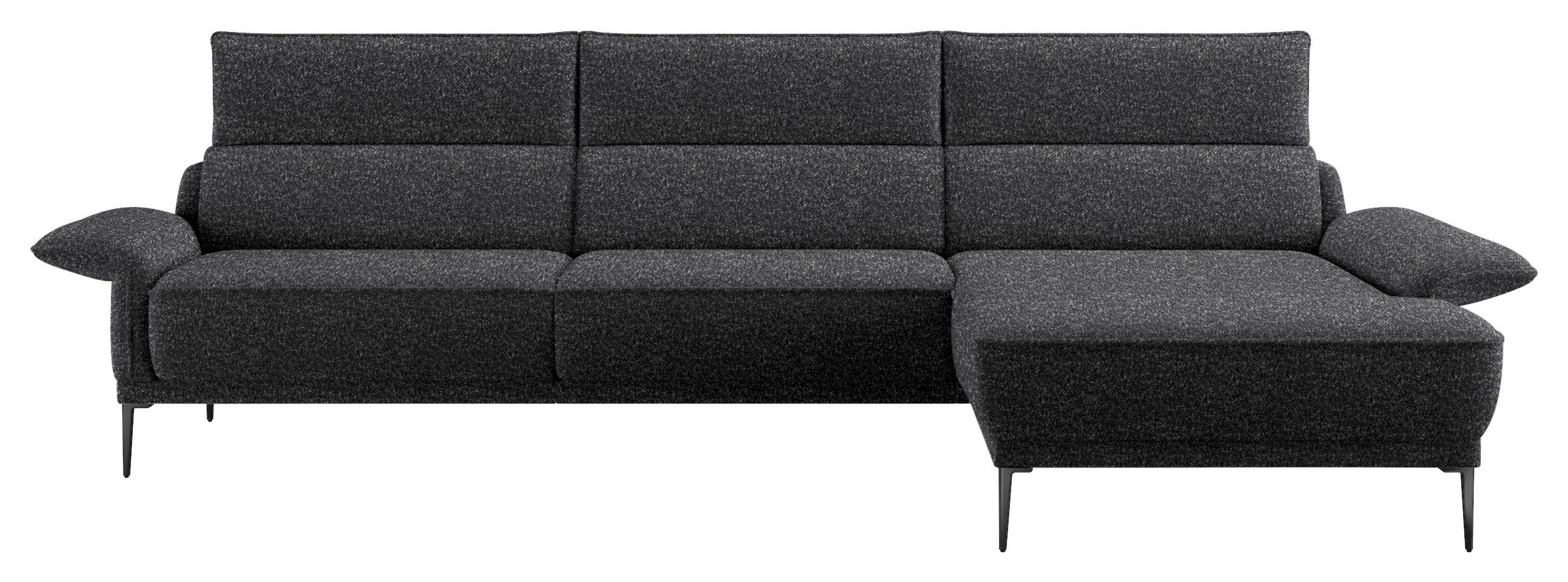 ECKSOFA in Bouclé Anthrazit  - Anthrazit/Schwarz, Design, Textil/Metall (330/186cm) - Johann Jakob