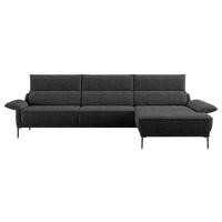 ECKSOFA in Bouclé Anthrazit  330/186 cm  - Anthrazit/Schwarz, Design, Textil/Metall (330/186cm) - Johann Jakob