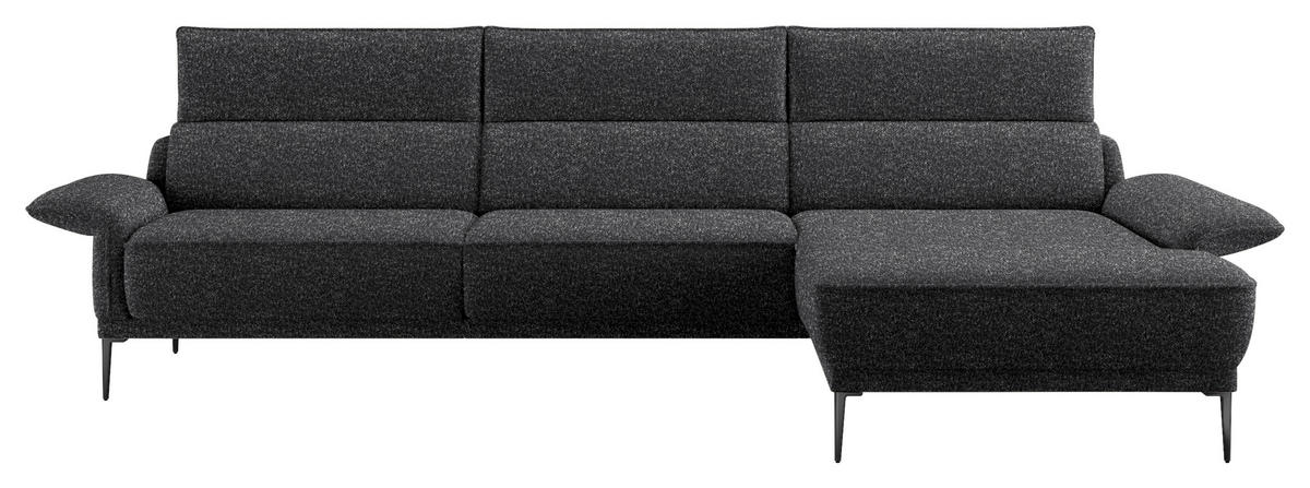 ECKSOFA in Bouclé Anthrazit  330/186 cm  - Anthrazit/Schwarz, Design, Textil/Metall (330/186cm) - Johann Jakob