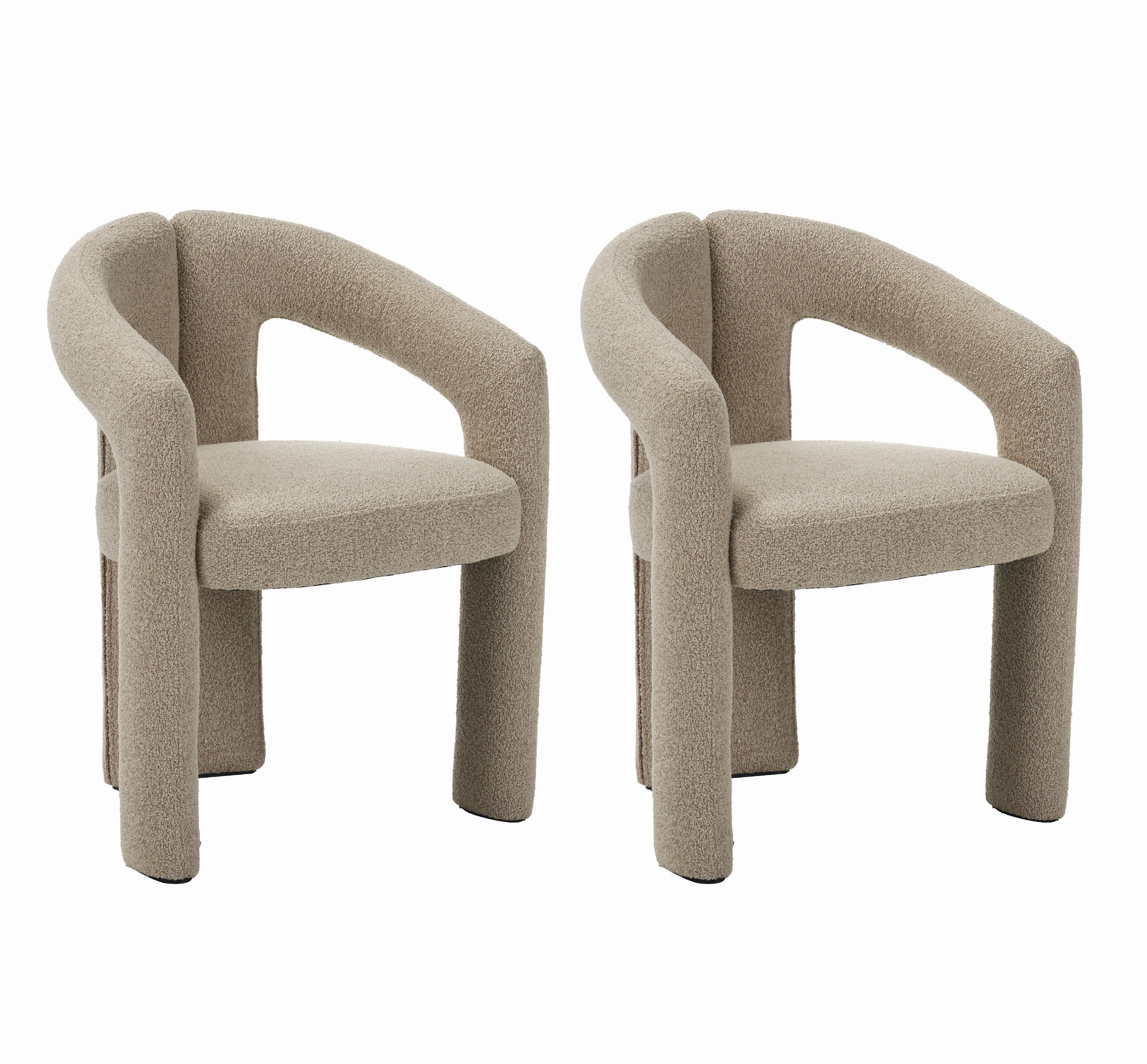 STUHL-SET 2 Stück  in Stahl Bouclé  - Sandfarben, MODERN, Textil/Metall (60/78/57cm) - Livetastic