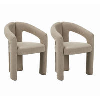 STUHL-SET 2 Stück  in Stahl Bouclé  - Sandfarben, MODERN, Textil/Metall (60/78/57cm) - Livetastic