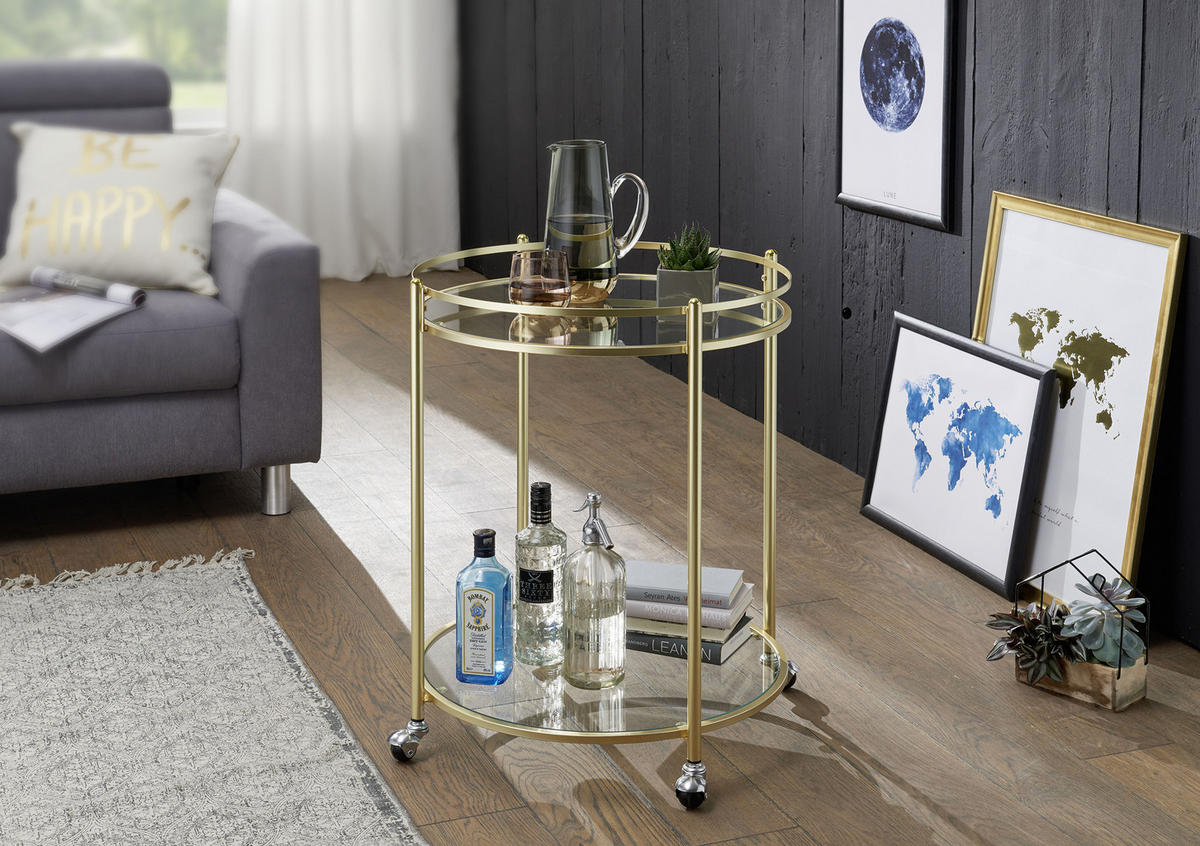 SERVERINGSVAGN i guldfärgad  - guldfärgad, Design, metall/glas (75/57/75cm) - MID.YOU