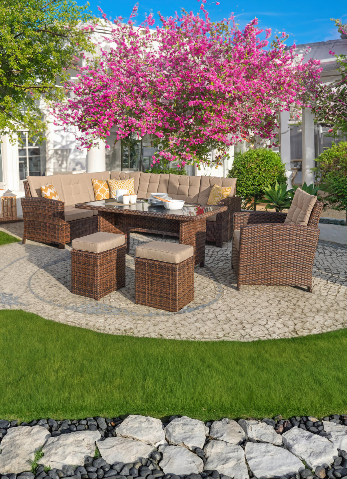 ZAHRADNÍ SADA 22dílné, kov, plast, sklo, textil - hnědá/béžová, Romantický / Rustikální, kov/textil - Ambia Garden