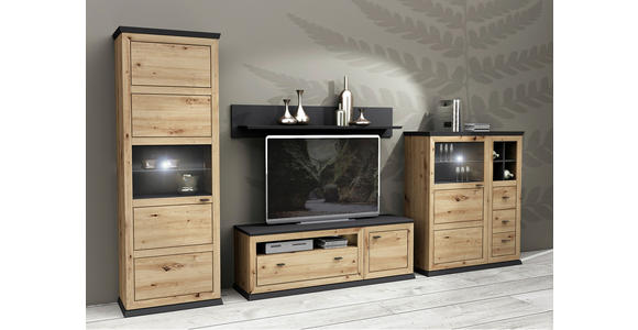 TV-ELEMENT Holzwerkstoff Dunkelgrau, Eiche Artisan  - Dunkelgrau/Schwarz, Basics, Holzwerkstoff/Metall (150/55,6/50cm) - Hom`in