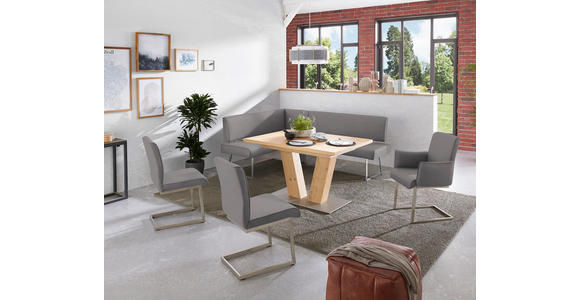 ECKBANK 137/231 cm  in Grau, Edelstahlfarben  - Edelstahlfarben/Grau, Design, Textil/Metall (137/231cm) - Dieter Knoll