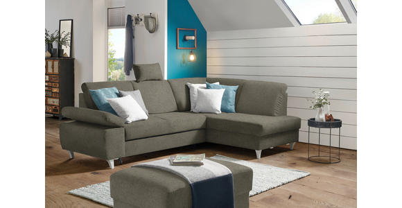 ECKSOFA in Flachgewebe Braun  - Silberfarben/Braun, KONVENTIONELL, Holz/Textil (255/186cm) - Cantus