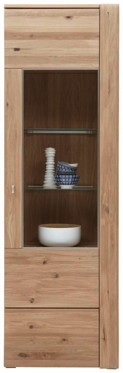 VITRINE in furniert, massiv Eiche Alteiche  - Alteiche/Eichefarben, KONVENTIONELL, Glas/Holz (65/205/38cm) - Voleo