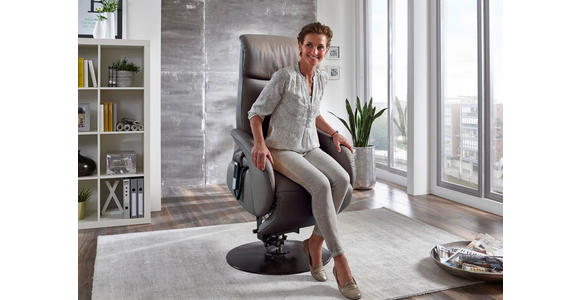 RELAXSESSEL in Leder Grau - Grau, KONVENTIONELL, Leder/Metall (70/114/80cm) - Cantus