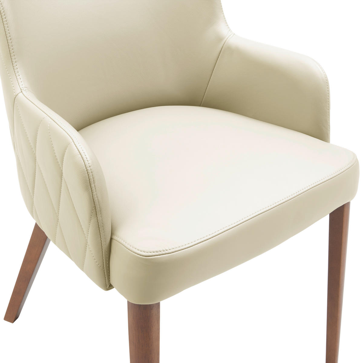 ARMLEHNSTUHL  in Echtleder pigmentiert  - Greige/Beige, KONVENTIONELL, Leder/Holz (57/81/60cm) - Livetastic
