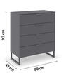 KOMMODE  in 80/92/42 cm  - Dunkelgrau, Design, Holzwerkstoff/Metall (80/92/42cm) - Carryhome