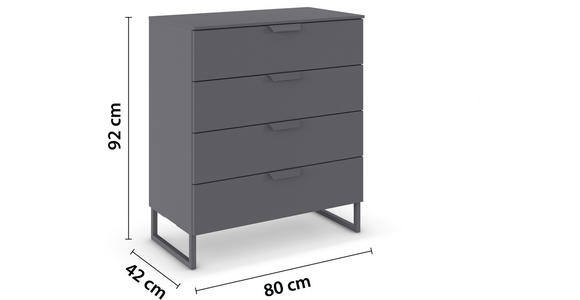 KOMMODE  in 80/92/42 cm  - Dunkelgrau, Design, Holzwerkstoff/Metall (80/92/42cm) - Carryhome