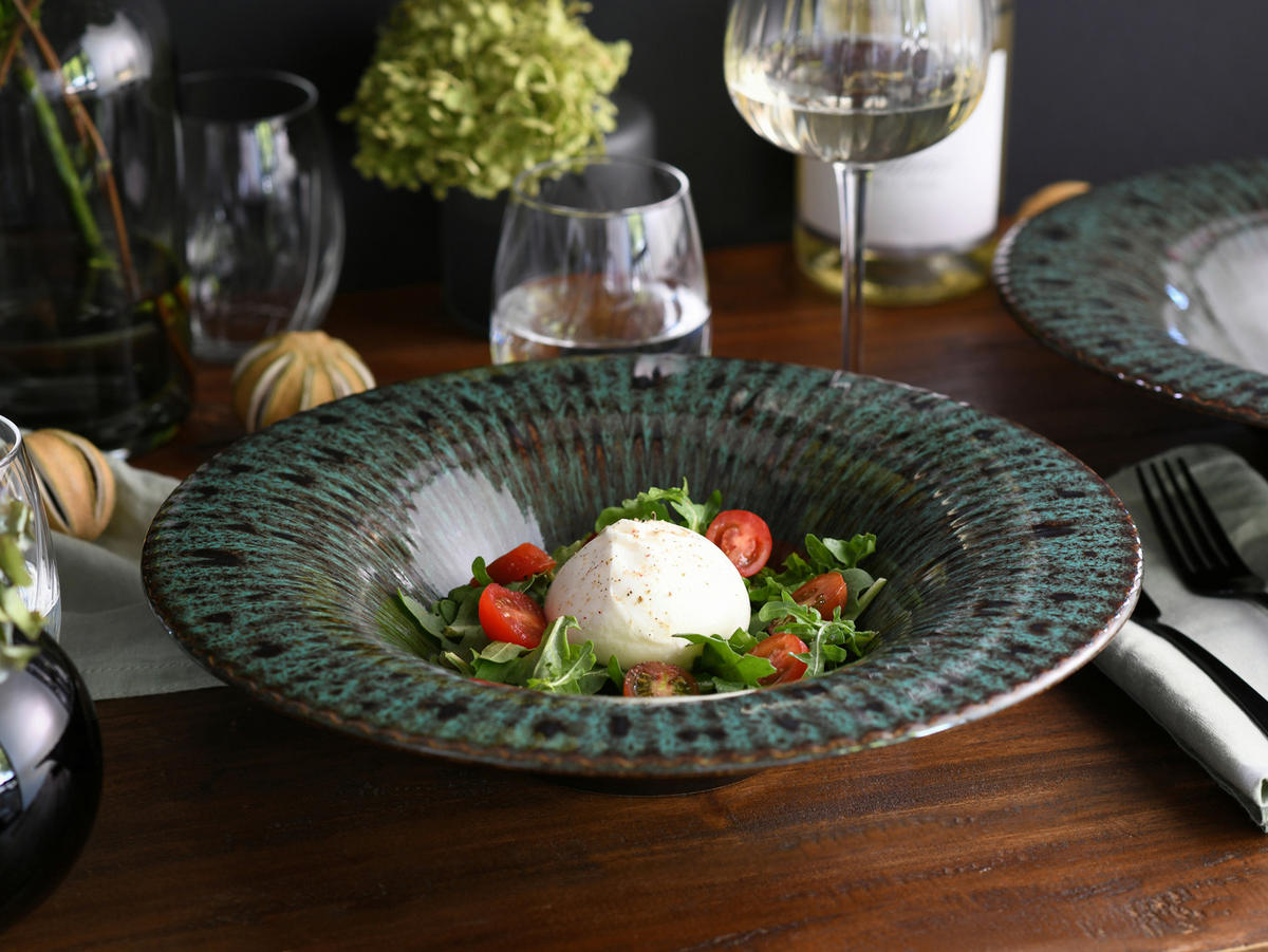 GOURMETTELLER Allegra Magic Green  30,5 cm   - Dunkelgrün/Schwarz, Basics, Keramik (30,5cm) - Creatable