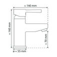 WASCHTISCHARMATUR 5,5/16/14 cm  - Chromfarben, Basics, Metall (5,5/16/14cm) - Xora