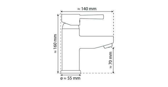 WASCHTISCHARMATUR 5,5/16/14 cm - Chromfarben, Basics, Metall (5,5/16/14cm) - Xora