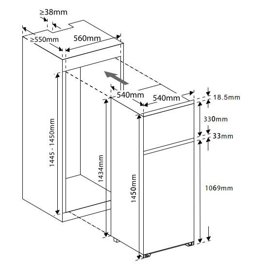 KÜHL-GEFRIER-KOMBINATION EKHTMFSE  - Weiß, Basics, Glas/Kunststoff (54/145/54cm) - Mican