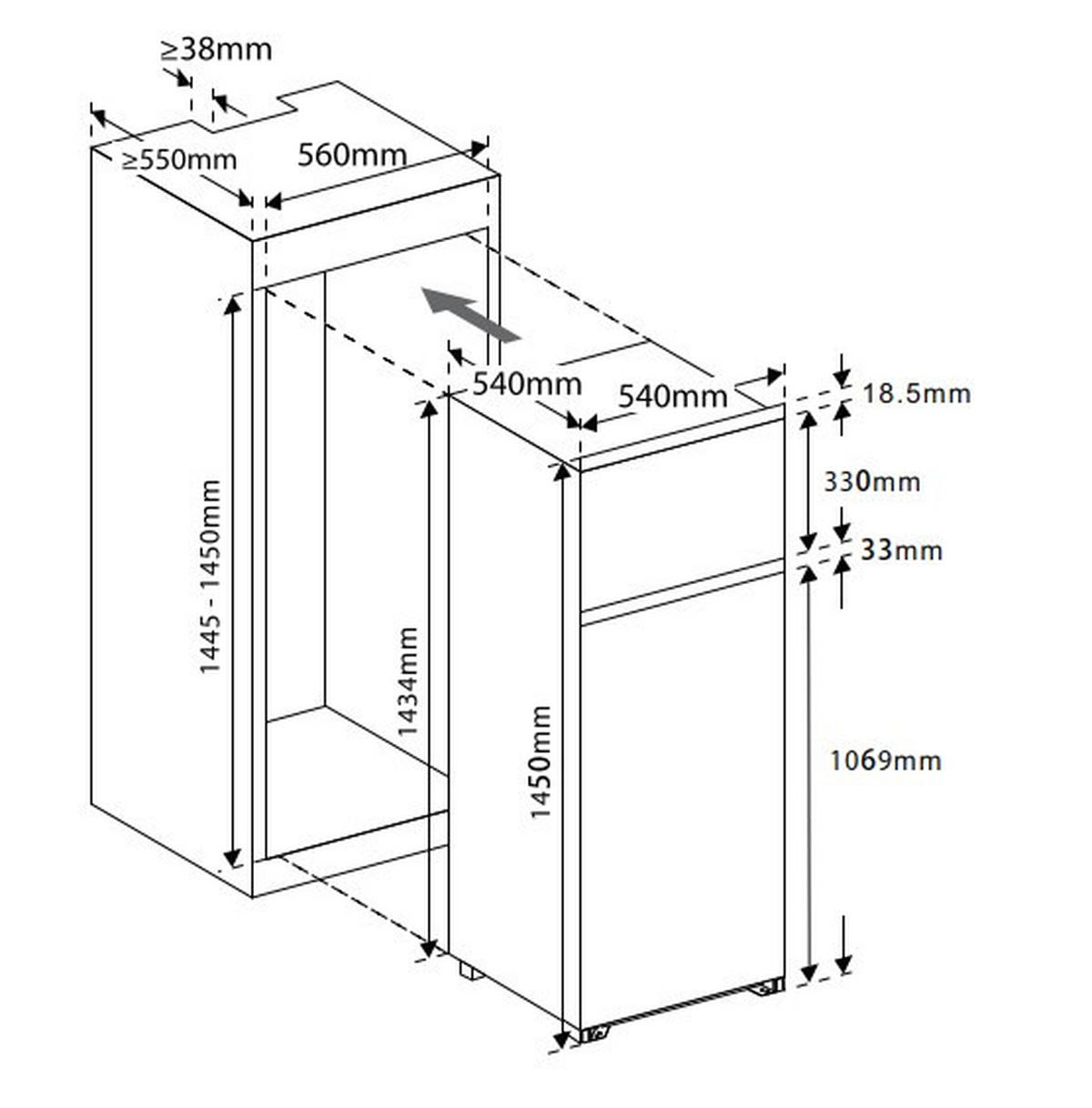 KÜHL-GEFRIER-KOMBINATION EKHTMFSE  - Weiß, Basics, Glas/Kunststoff (54/145/54cm) - Mican